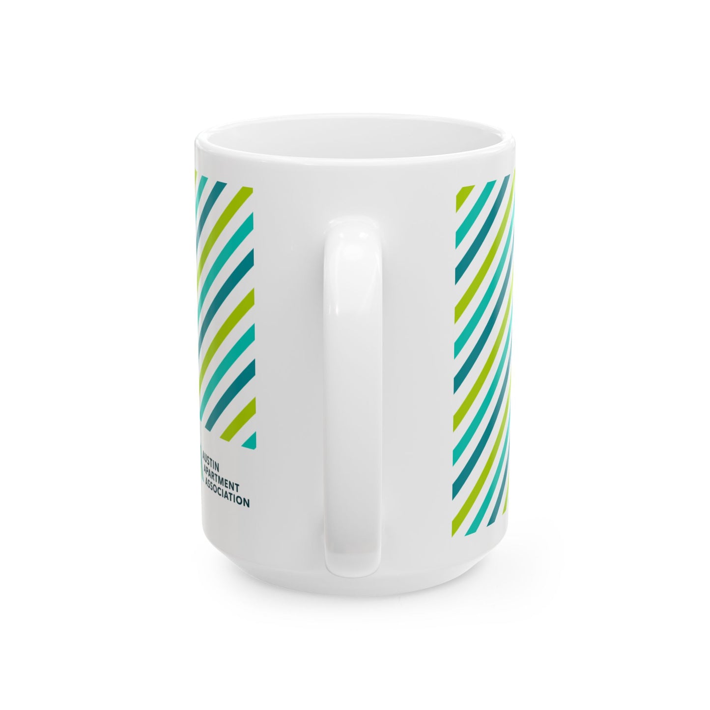Striped Teal & Lime Ceramic Mug — Modern Diagonal Pattern Coffee Cup (11oz, 15oz)
